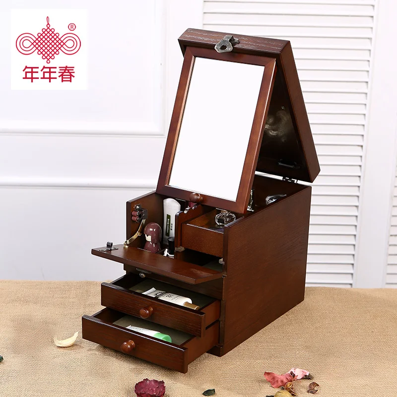 

2016 Special Offer Organizador Organizer Solid Wood Jewelry Box, Wood, European Style Storage Boxes & Bins Home Organization