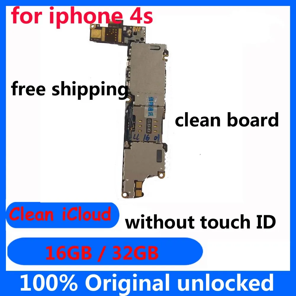 100% оригинальная разблокированная материнская плата для iphone 4S бесплатная