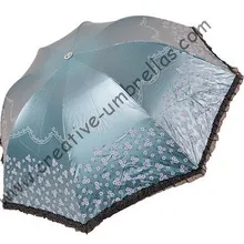 Суперлегкий зонтик, солнцезащитный, UPF> 50+, ladies'parasol, 8 k ребра, черное серебряное покрытие, карманный зонтик, УФ-защита, арочная шнуровка