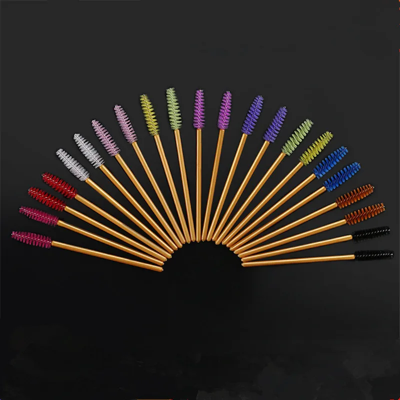 

50pcs/pack Professional Eyelash brushes Disposable Eyelashes Makeup brush Gold Solid Rod Mascara Wands Applicator drop shipping