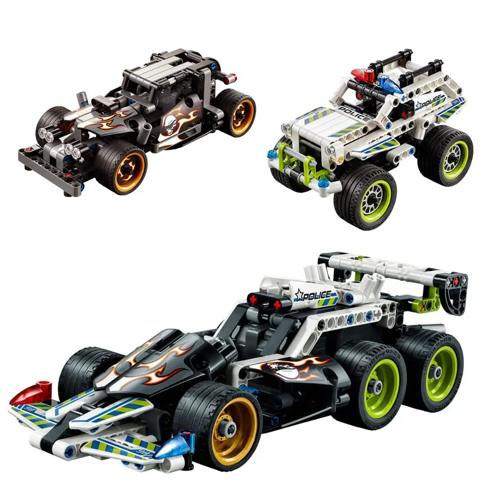 

compatible Legoeinglys Technic 2in1 Pullback car Getaway Racer and Police Interceptor review building block toys for children