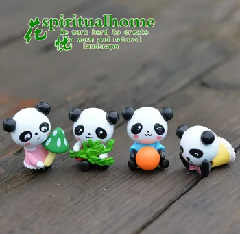 

Cute Panda Toys Figurines Playset, Cake Decoration Miniatures Terrarium Micro Fairy Garden Dolls DIY Accessories Ornaments