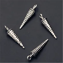 

10pcs Silver Plated 3D Art Conical Alloy Pendants Earrings Necklace DIY Charm Jewelry Making 31*8mm A648