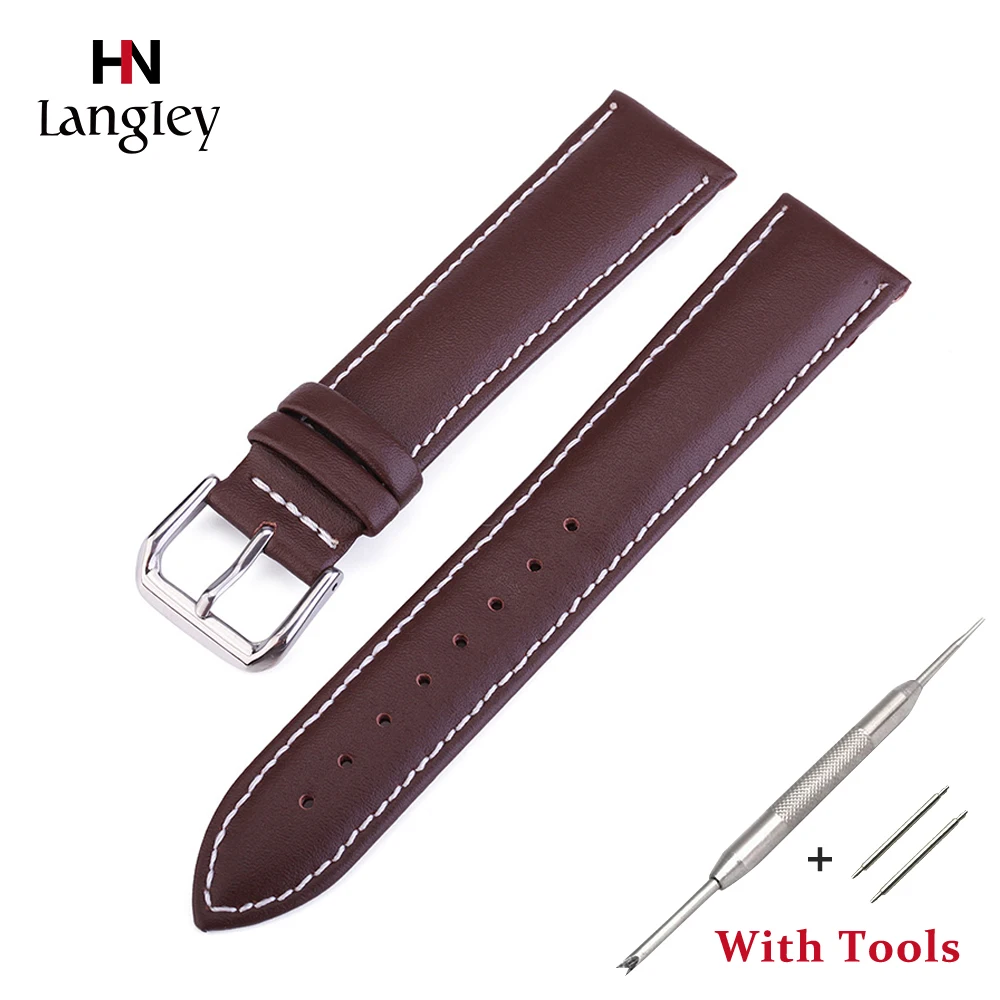 

Vintage Cow Leather Watchband 14mm 16mm 18mm 19mm 20mm 22mm 24 mm Wristbands Steel Buckle With Tools Watch Accessories