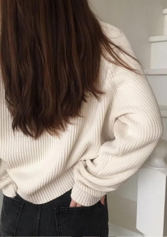 Модный женский вязаный свитер с длинным рукавом, однотонный пуловер с круглым вырезом и джемпер, свободный свитер
