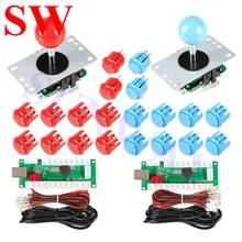 2 шт. USB энкодер+ 2 шт. аркадный джойстик+ 20 шт. Аркады пуговицы «сделай сам» комплект с 5pin джойстик для 2 Полный комплект плеера Mama Jamma машина