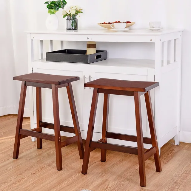 Special Price Giantex Set of 2 Saddle Seat 24" Bar Stools Wood Bistro Dining Kitchen Pub Chair Walnut Living Room Furniture HW54783WN Special Price Giantex Set of 2 Saddle Seat 24" Bar Stools Wood Bistro Dining Kitchen Pub Chair Walnut Living Room Furniture HW54783WN