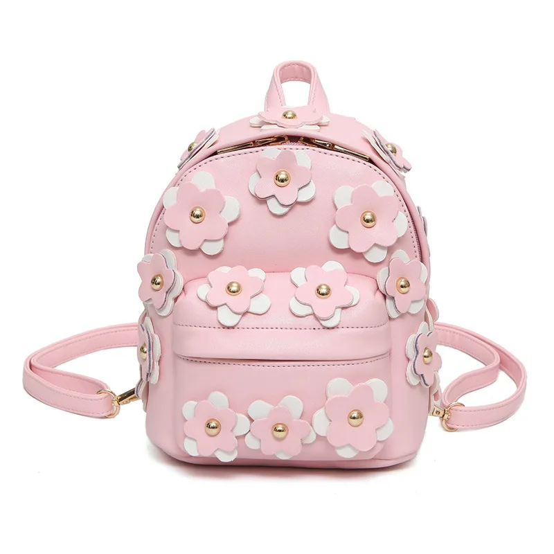 

YUFANG Flower Women Backpack Female PU Leather Mini Backpacks For Girls Small Schoolbag Mochila Feminina Casual Daypack
