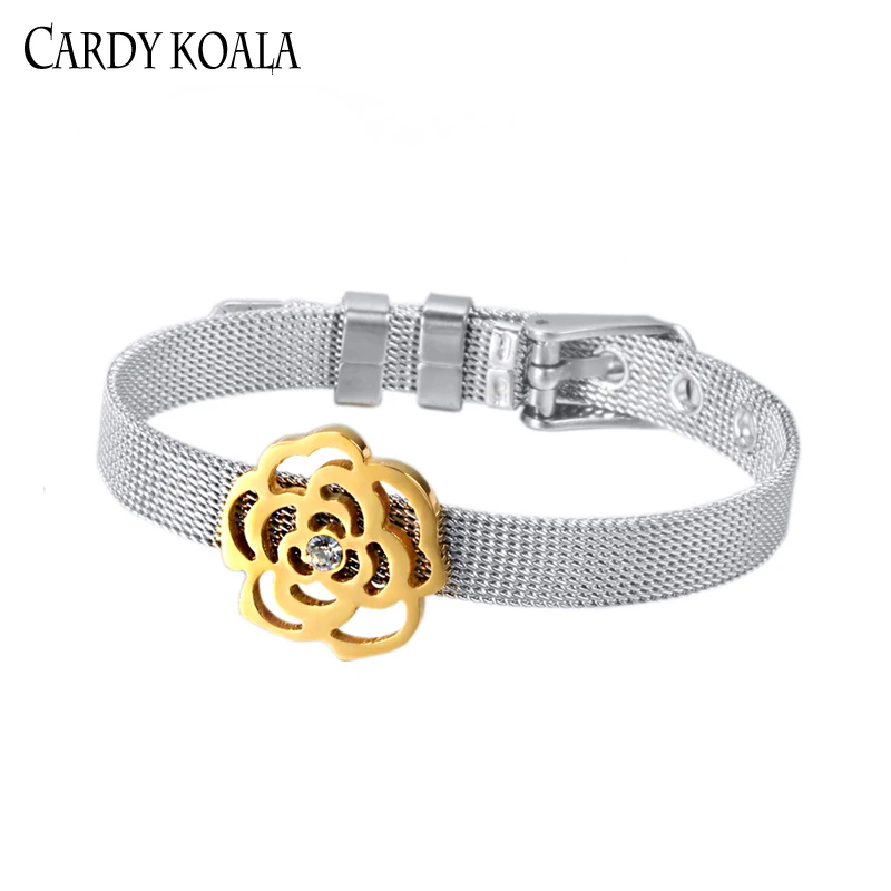 Cardy Koala женский браслет золото цвет нержавеющая сталь цветок наручные часы ремешок Браслет Женские Ювелирные изделия