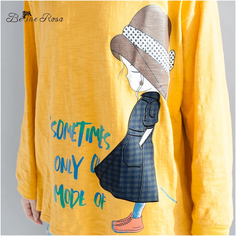 BelineRosa Spring Summer Women's Tunic Kawaii Girls Printing Casual Big Sizes Women Shirts Long Sleeve Cotton T-shirt ZRK00053 BelineRosa Spring Summer Women's Tunic Kawaii Girls Printing Casual Big Sizes Women Shirts Long Sleeve Cotton T-shirt ZRK00053