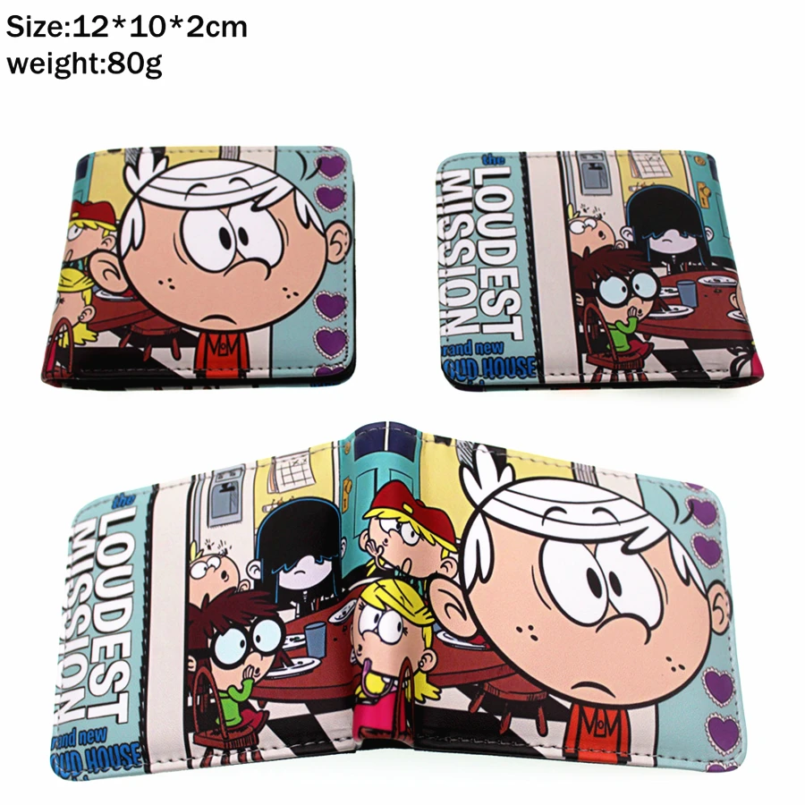 

Cartoon The Loud House Lincoln Pu Short wallet Bifold Photo Card Holder Layers leather Boys Girls zip Pocket colours Coin Purse