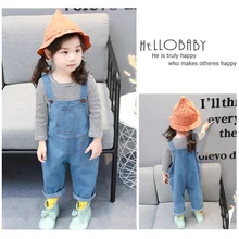 Новые джинсовые штаны для девочек комбинезоны для малышей детские штаны джинсы для мальчиков Детский комбинезон для девочек джинсовый детский нагрудник брюки для девочек 2-6Y