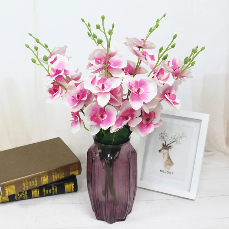 JAROWN Artificial 5 Branch Phalaenopsis Simulation Silk Orchid Fake Flowers Wedding Decorations Home Office Desktop Decor (18)