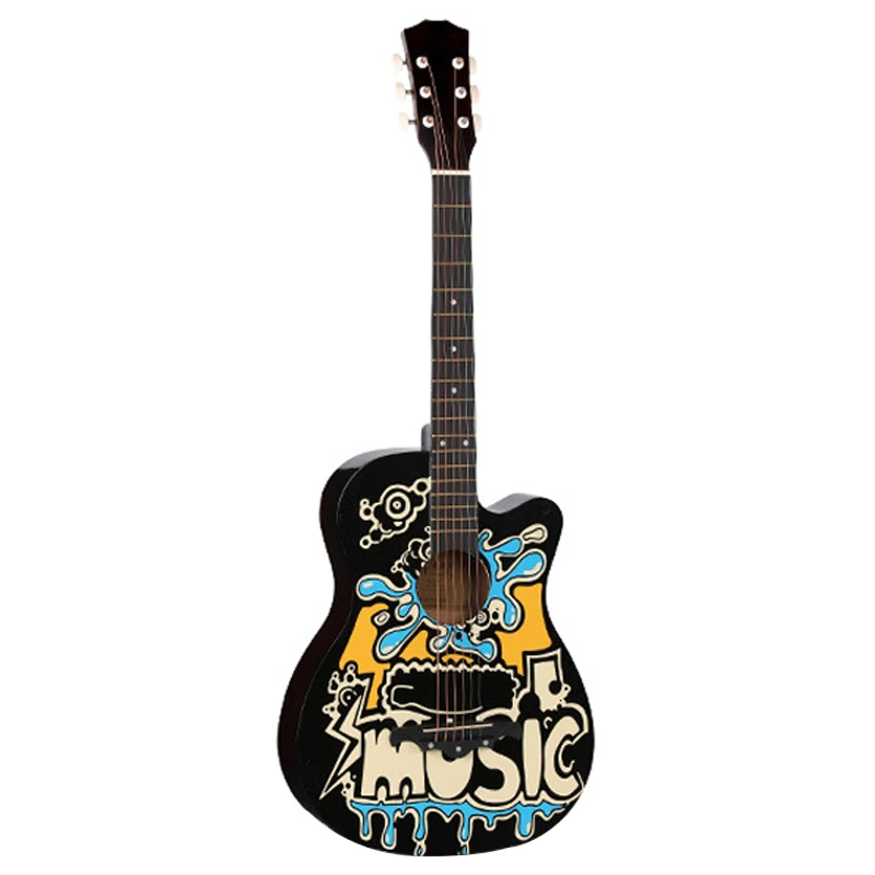 38 inch Folk Guitar Color Painted Graffiti Basswood 6 Strings Guitarra Unisex Beginner Home-schooling Musical Instruments AGT63 38 inch Folk Guitar Color Painted Graffiti Basswood 6 Strings Guitarra Unisex Beginner Home-schooling Musical Instruments AGT63