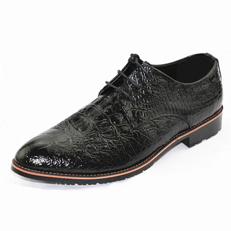 Movechain/Новые Модные Мужские модельные туфли из крокодиловой кожи на шнуровке; мужские деловые туфли-оксфорды для офиса; мужские повседневные туфли на плоской подошве для вождения