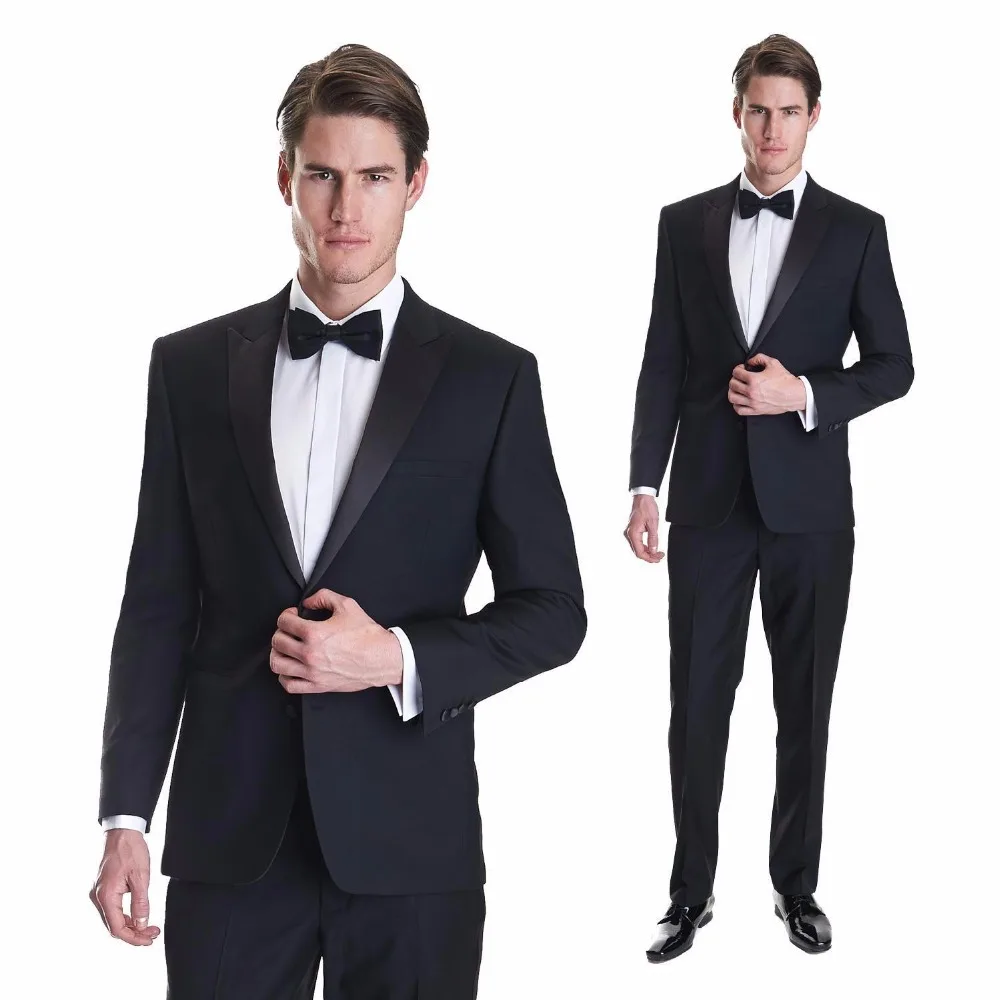 333 Custom Made Silm Fit Black Groom Tuxedos Tailcoat Best Man Suit Wedding Grooms 3 Piece Suits Men Suits (Jacket+Pants) W333