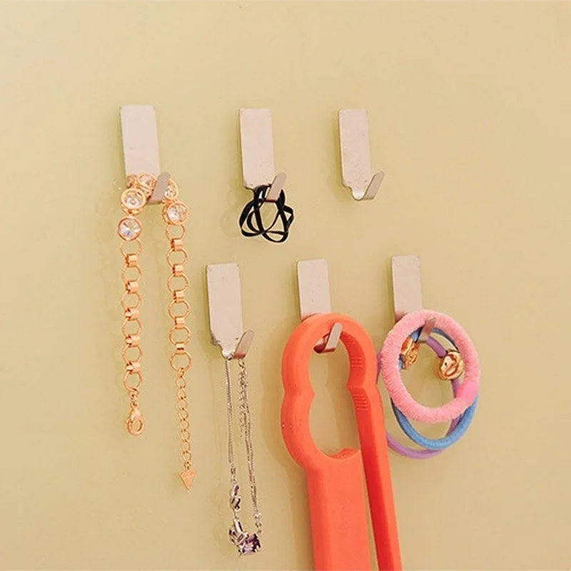 6pcs Hanger Hooks Stainless Steel Wall Hook Bathroom Kitchen Door Clothes Key Hat Bag TowelHanger Rack Strong Holder Home Storage Organization Tools (3)