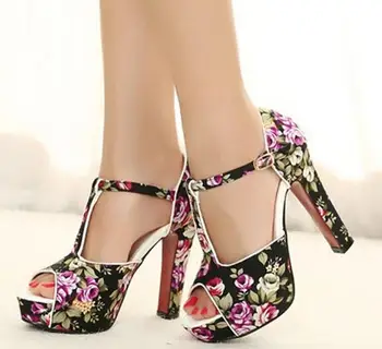 

Zapatos Mujer Women Shoes Woman High Heels Wedding Platform Pumps Ladies Printing Sandals Chaussures Femme Ete PL16866
