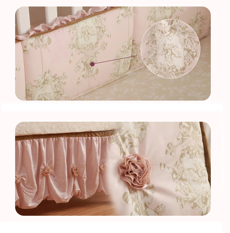  8Pc Crib Infant Room Kids Baby Bedroom Set Nursery Bedding Floral cot bedding set for newborn baby  - 32674841118