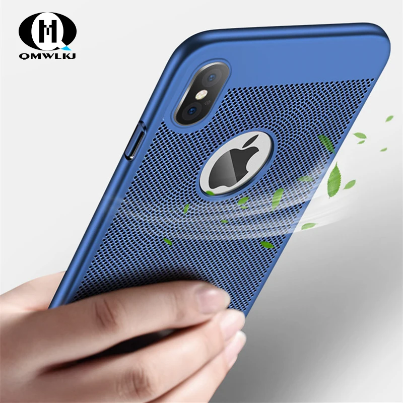 

Mesh breathable matte phone case for iPhone 6 6S PLUS 7 8 X XR XS MAX PC hard case phone case for iPhone 7 Case logo