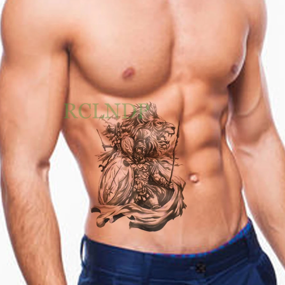Водостойкая временная татуировка стикер Древнего Рима спартанского воина герой Лев тату наклейка s флэш-тату поддельные татуировки для