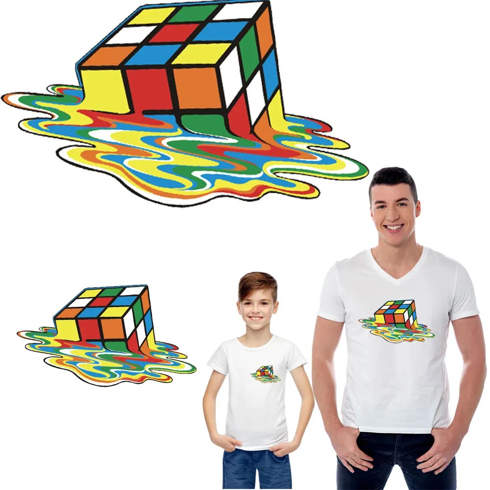 

rubik's cube stickers iron on patches for clothing heat transfer transfert thermocollants t-shirt parches termoadhesivos ropa