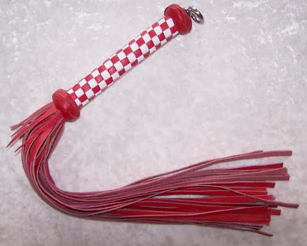 60cm white&red handle leather flogger, handmade horse whip, Horse