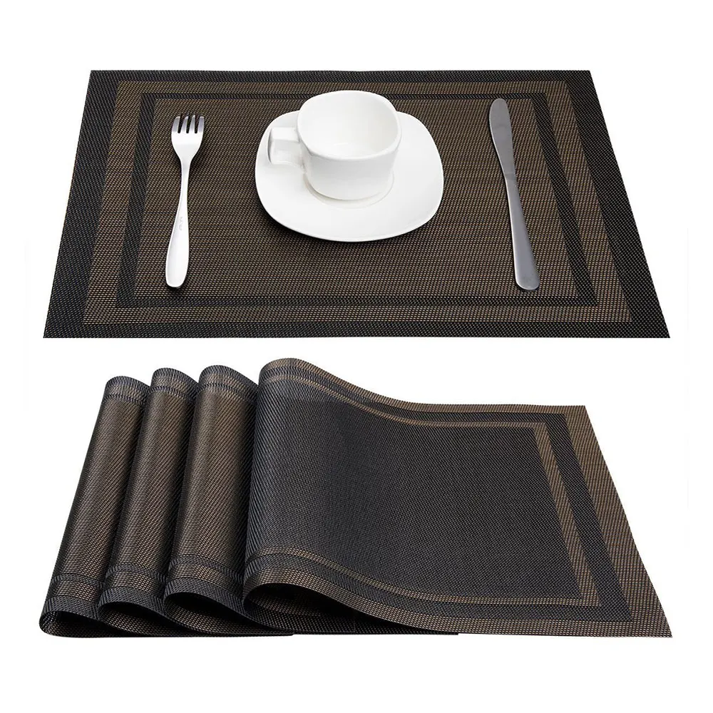  4 Pcs/lot Placemat PVC Dining Table Mat Disc Bowl Pad Cup Coasters Waterproof Table Cloth Pad Slip-