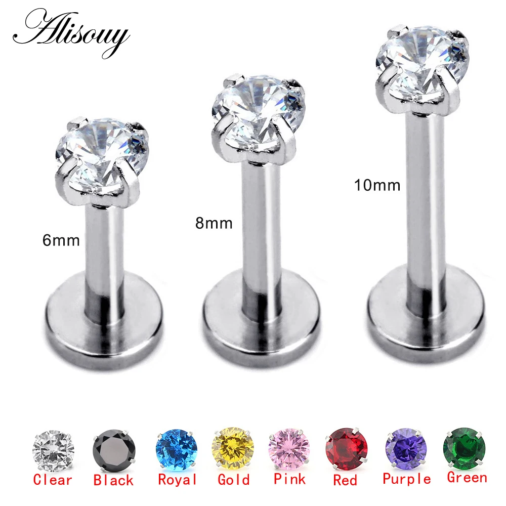 HTB1KcnFMMHqK1RjSZFkq6x.WFXaS - Alisouy 1pc Surgical Steel Ear Cartilage Tragus Helix Piercing Labret Lip Studs Ring Internally Thread 16g 6/8/10mm Body Jewelry
