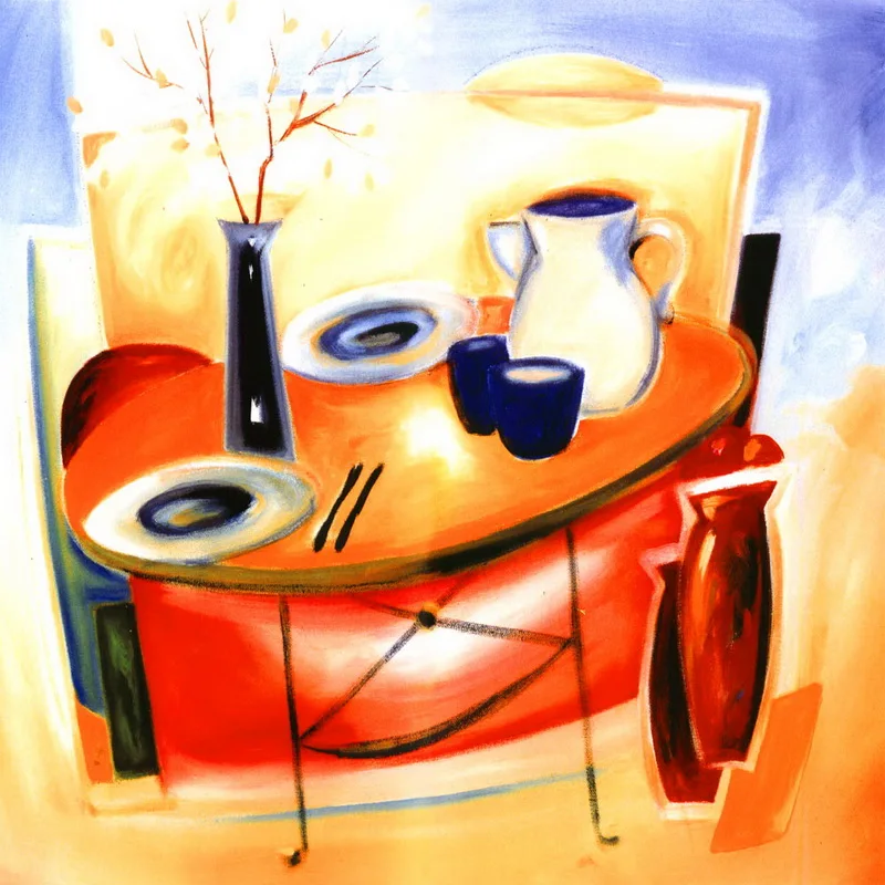 Modern handmade painting colorful Dining table on oil painting canvas for living room decor and