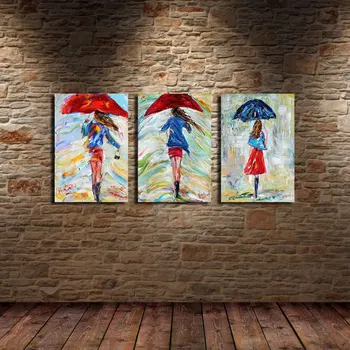

Modern Abstract Potrait Picture Lover In The Rain 3pc Canvas Oil Painting Print Home Wall Decoration No Framed