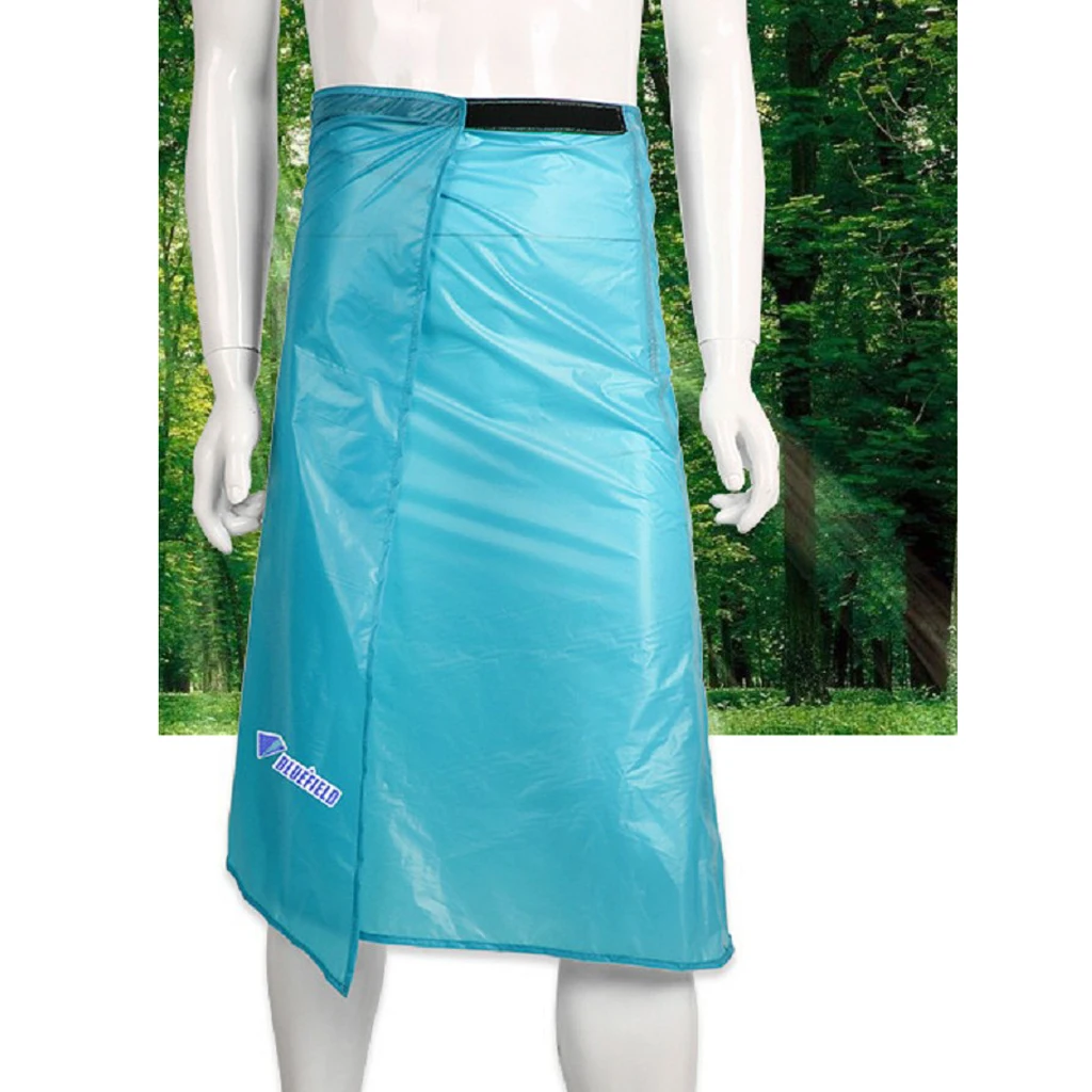 1 Pcs Rainwear Poncho Rain Cover Apron Pants Waterproof Skirt with Carry Pouch Adjust Waist 60-100cm Blue White