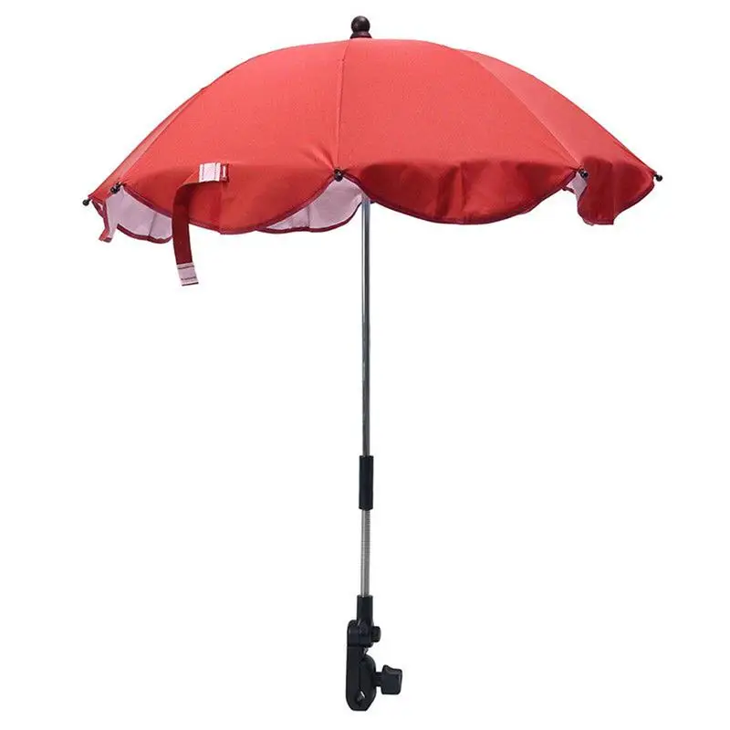Регулируемая, для прогулок с малышом, зонт от солнца с зажимом, детская коляска, складной зонт для коляски, навес, аксессуары для коляски - Цвет: Красный