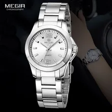 MEGIR frauen Einfache Runden Zifferblatt Quarz Uhren Edelstahl Wasserdicht Armbanduhr für frau MS5006L
