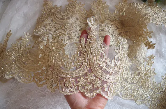 Золотой шнурок кружева отделка двором ретро Цветочная кружевная отделка|lace