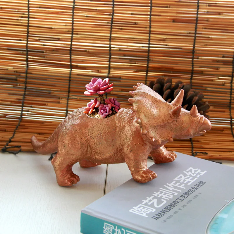 1piece Environmentally friendly plastic material Triceratops flower pot Micro Landscape Decorative Pot For Planters Home Garden | Дом и сад