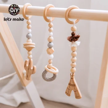 

Let's Make Baby Rattle Baby Bed Hanging Rattles Toys Educational Wood Crochet 1PC 4-6 Months Ring Beads Tassel Cactus Bed Bell