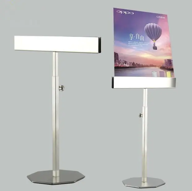 

2pcs Stainess steel poster frame display stand adjustable KT board holder menu Banner Billboard desktop Double-side display rack