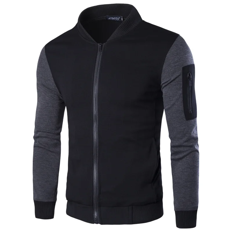 

Jacket European and American style men's collar jacket sleeves zipper decoration Roman Cardigan fashion stitching men's jacket