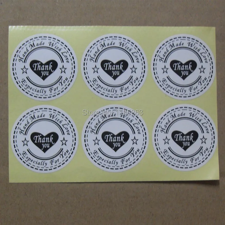 

New! 100pcs/lot Round 30mm Sticker, ( hand made with love thank you especially for you )label,White Material Adhesive stickers