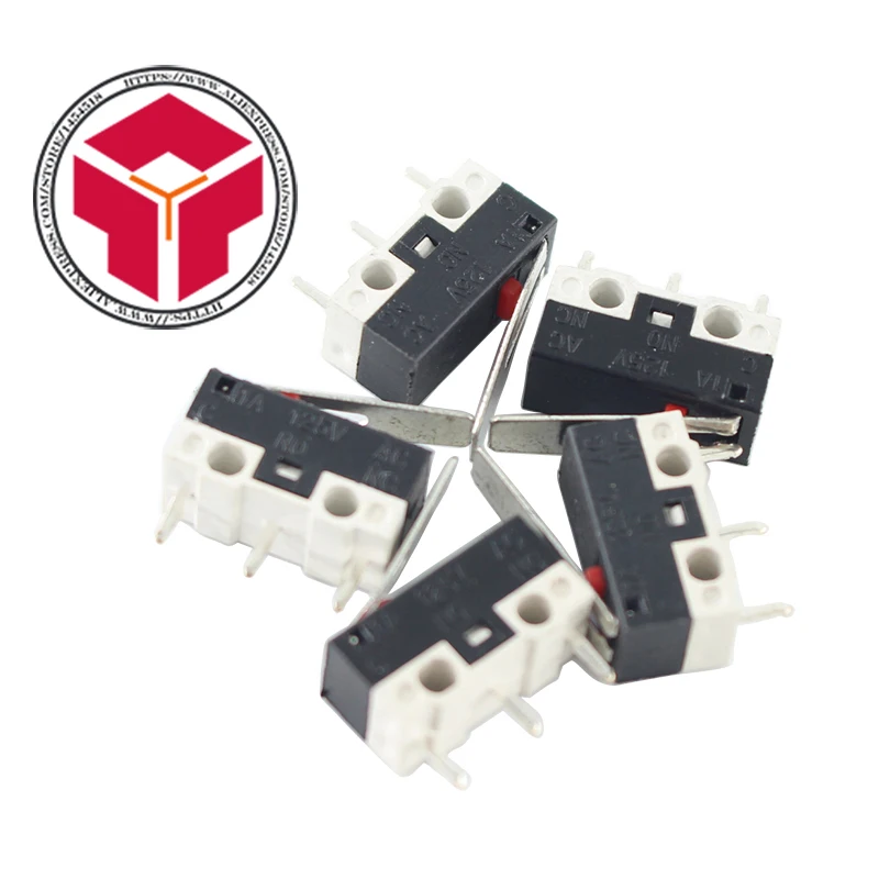 

Limit Microswitch With Three Straight Legs Mouse Side Key Momentary Micro Limit Switch 1A/125VAC For Makerbot MK7/ MK8 10pcs/lot