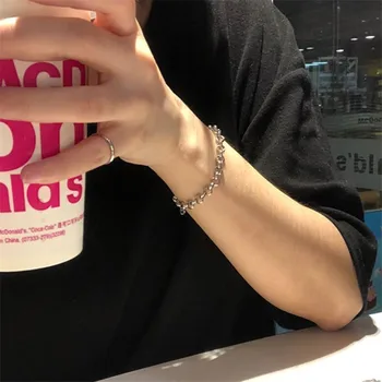 

Fashion punk stainless steel geometric chain bracelet man woman bracelet couple bracelet statement jewelry