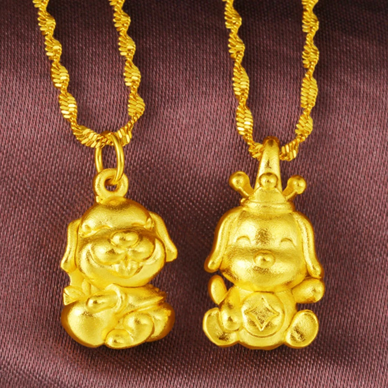 Fashion Vietnam Alluvial Chinese Zodiac Gold 3D Hollow Cute Dog