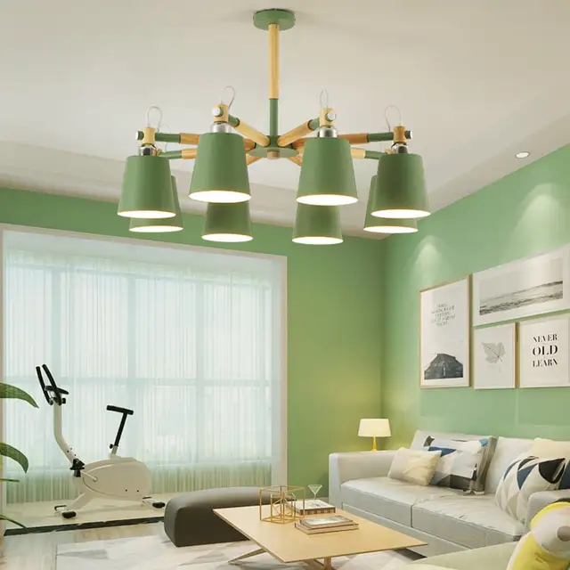 Chandelier For Living Room Hanging Modern Pendant Ceiling Lamps Scandinavian Nordic Wood White Led Suspension Luminaire Room