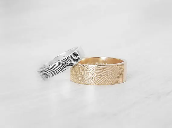 

Actual Fingerprint Ring Personalized Fingerprint Band Couple Jewelry Custom Silver Memorial Jewelry Birthday Anniversary Gift