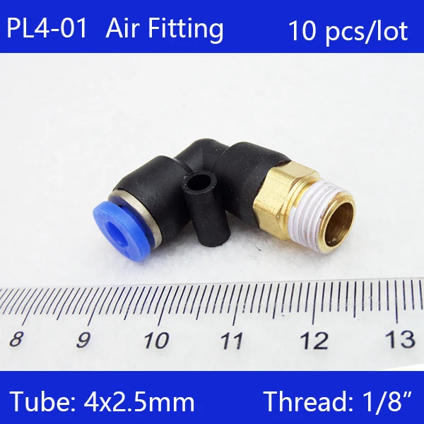 

10 Pcs of PL4-01 free shipping, 1/8" Male Thread to 4mm Elbow Pneumatic Connector Fittings