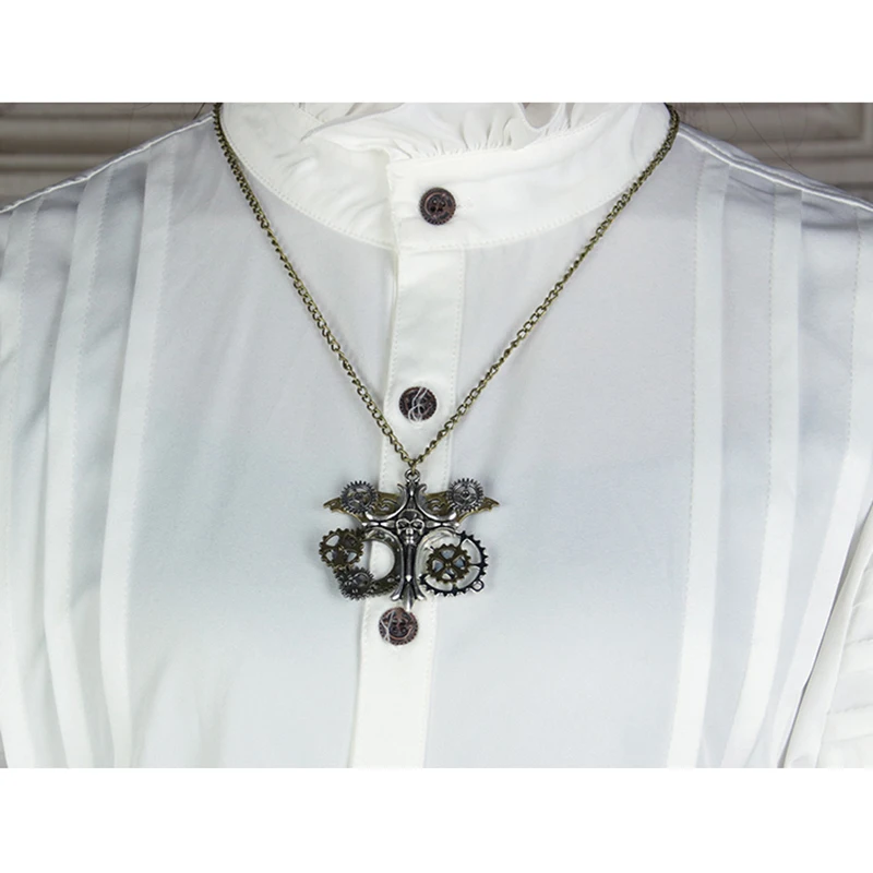 

Steampunk Unisex Necklace Vintage Skull Gear Pendant Necklace Link Chain Metal Skeleton Necklace Cool Retro Necklace