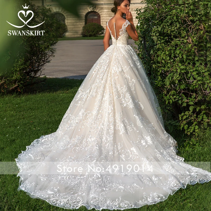 Swanskirt Милая Аппликация бальное платье свадебное с открытыми плечами Часовня
