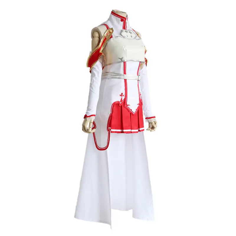 Billige Anime Schwert Art Online Asuna Yuuki Kleid Cosplay Kostüme Uniform für Halloween SAO Asuna Schlacht Anzug Outfits Vollen Satz mit perücke