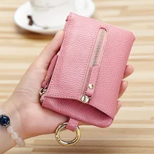 Women Key Holder Housekeeper Keys Genuine Leather Car Key Wallets Organizer Men Keychain Zipper Key Case Bag Coin Pouch Purse